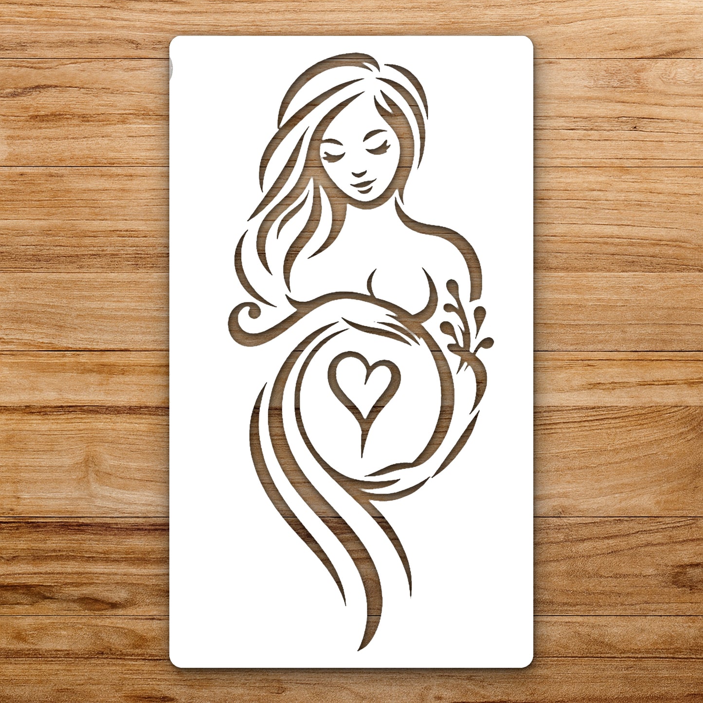 Woman With Long Hair Holding Plant reusable Mylar wall painting stencil