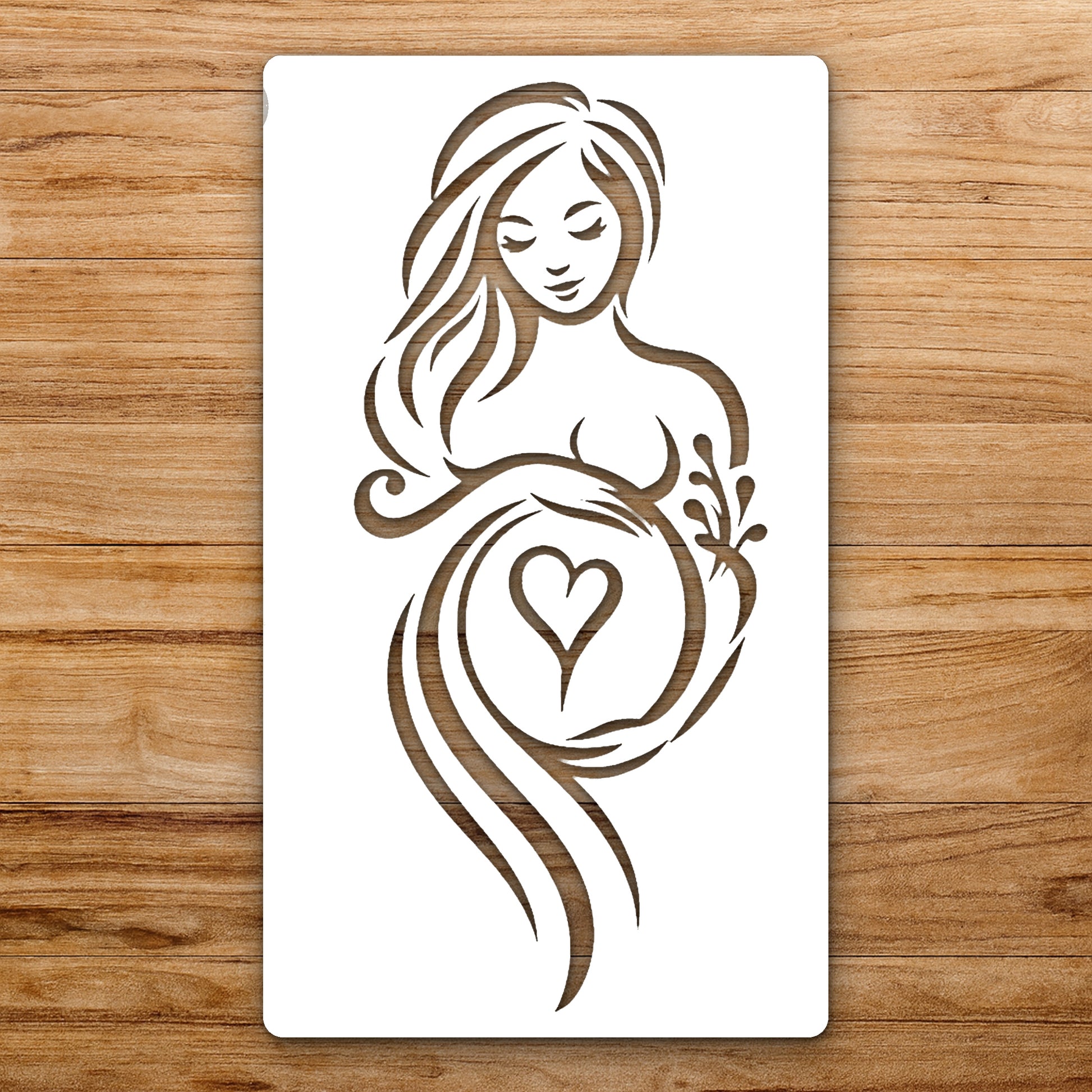 Woman With Long Hair Holding Plant reusable Mylar wall painting stencil
