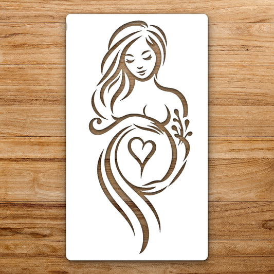 Woman With Long Hair Holding Plant reusable Mylar wall painting stencil
