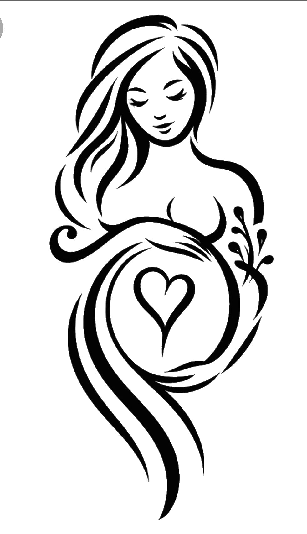 Woman With Long Hair Holding Plant stencil photo 7