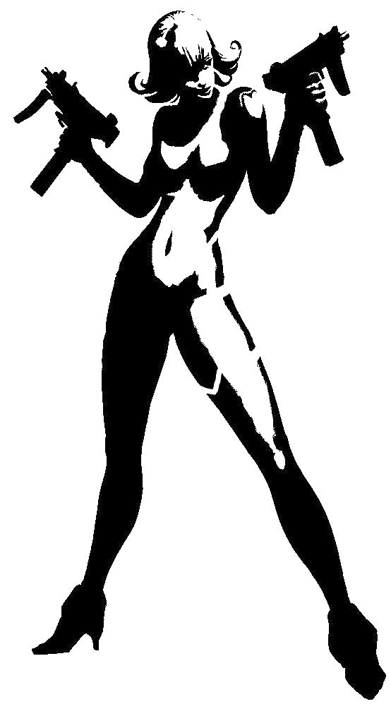 Female Figure Holding Two Guns In stencil photo 7