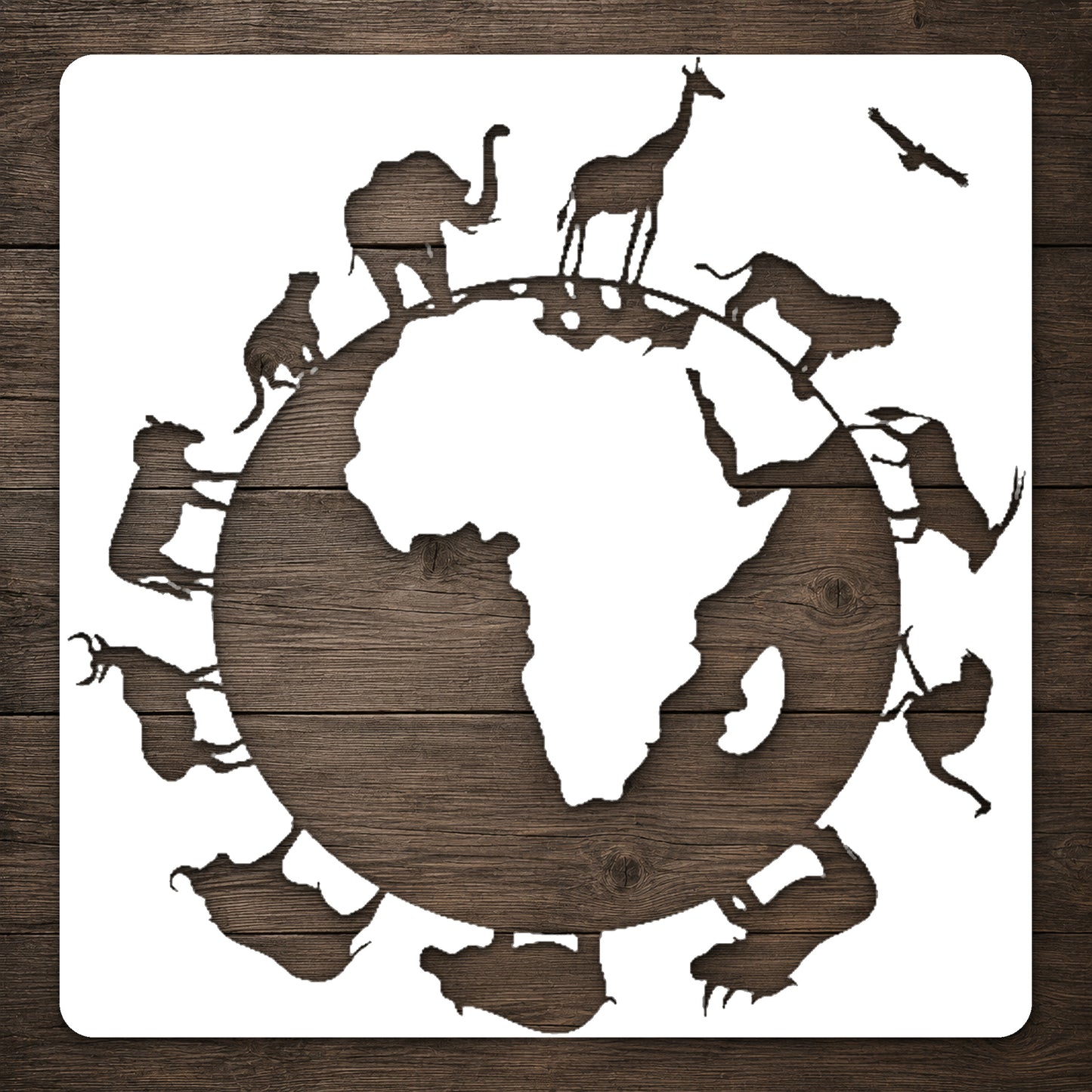 Animals Around The Globe Reusable Mylar Stencil for Art, Home Decor & DIY Crafts Template