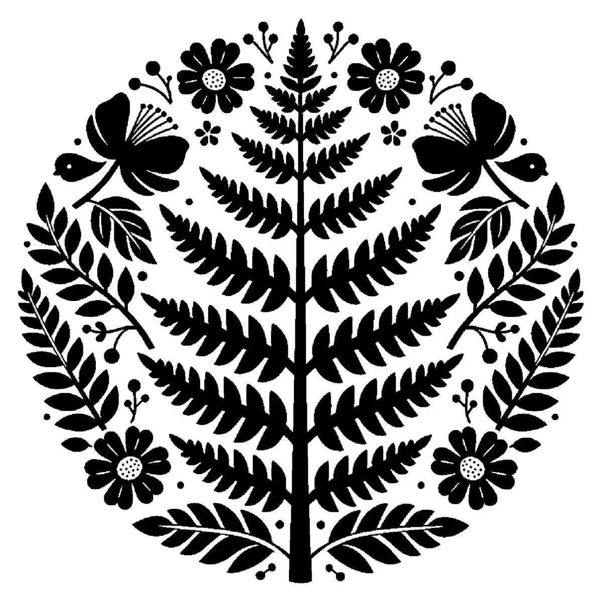 Fern Fronds Circular Composition Reusable Mylar Stencil for Art and DIY Crafts Template