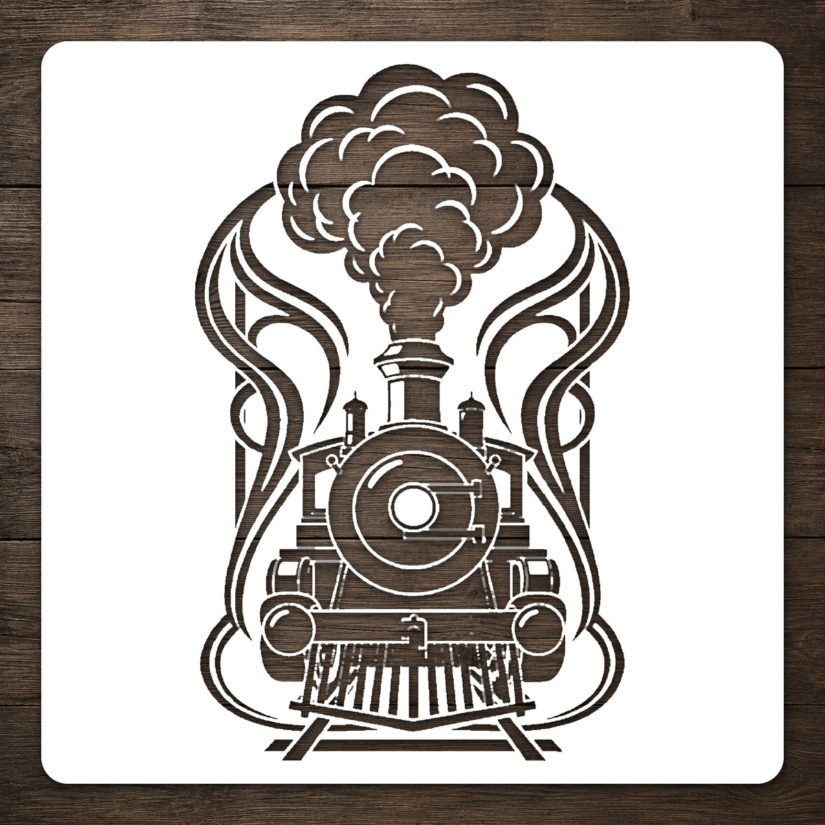 Old Steam Locomotive Stencil for Art, Home Decor, DIY Crafts, Unique Gifts Template