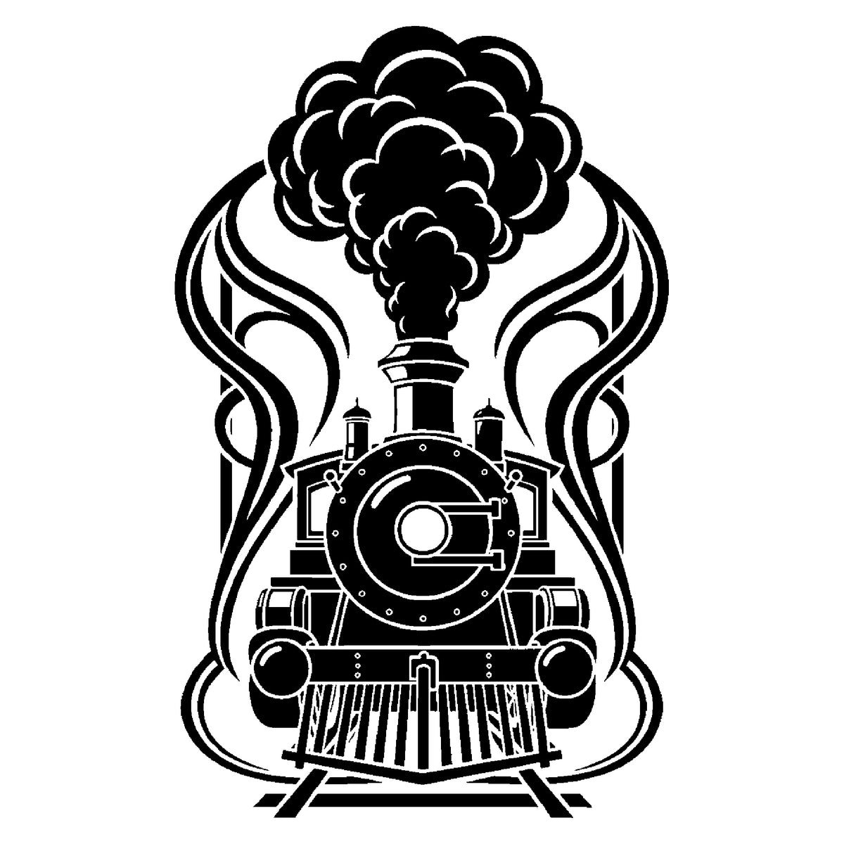 Old Steam Locomotive Stencil for Art, Home Decor, DIY Crafts, Unique Gifts Template