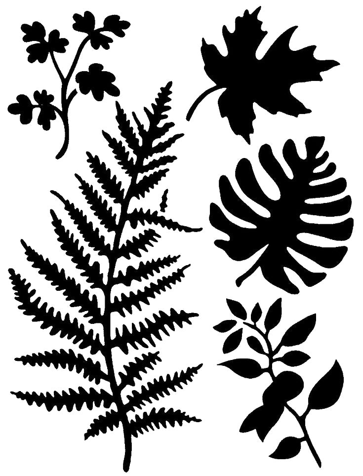 Various Types of Leaves and Ferns Reusable Mylar Stencil for Art and DIY Crafts Template