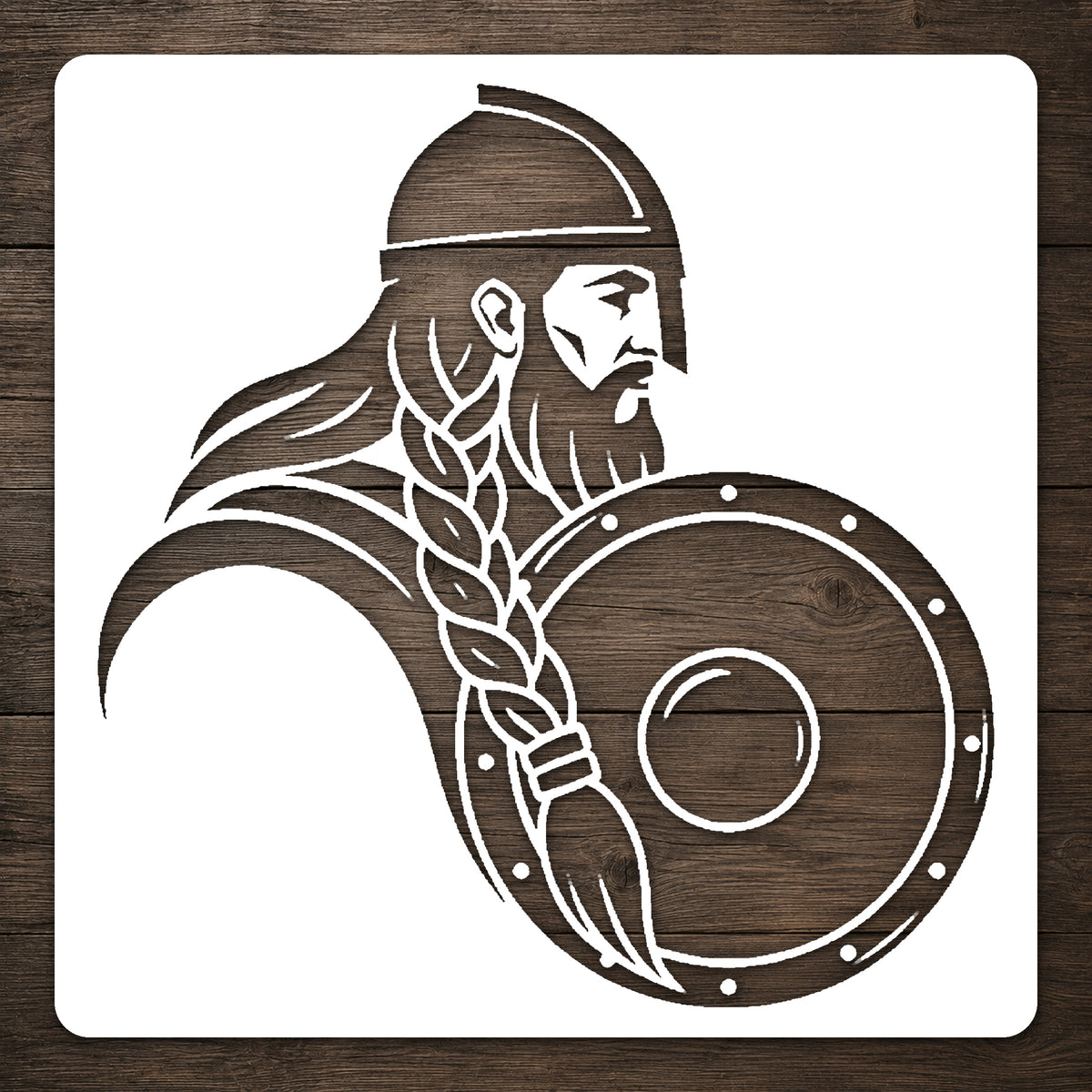 Viking Warrior With Round Shield Stencil for Art, Home Decor & DIY Crafts Template