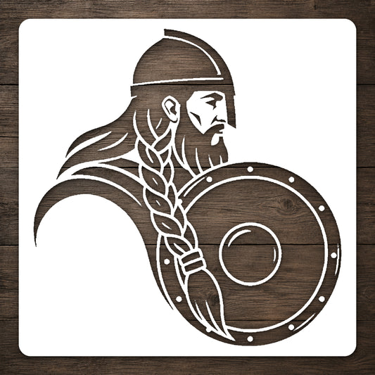Viking Warrior With Round Shield Stencil for Art, Home Decor & DIY Crafts Template