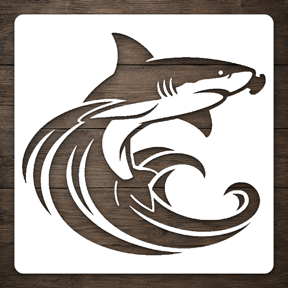 Hammerhead Shark Stencil - Dynamic Ocean Waves Design for Art and DIY Crafts Template