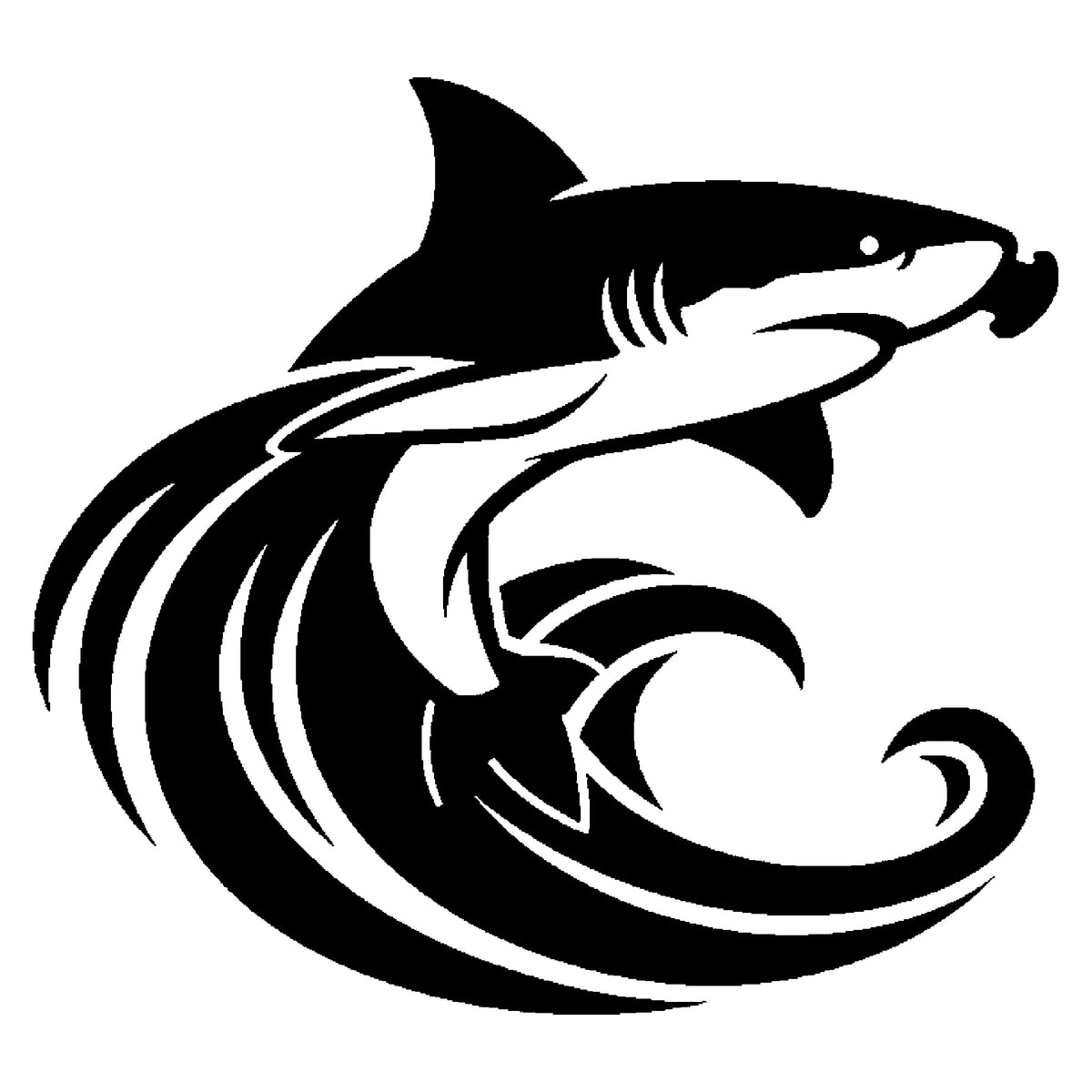 Hammerhead Shark Stencil - Dynamic Ocean Waves Design for Art and DIY Crafts Template