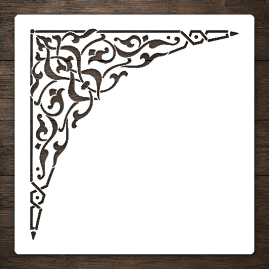 Ornate Corner Floral Decoration Reusable Mylar Stencil for Art and DIY Crafts Template