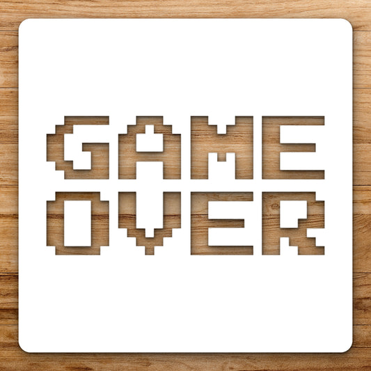 Displaying Game Over In Blocky Font reusable Mylar wall painting stencil