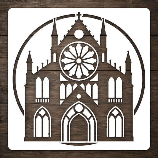 Gothic Cathedral Facade Stencil for Art, Home Decor & DIY Crafts Template