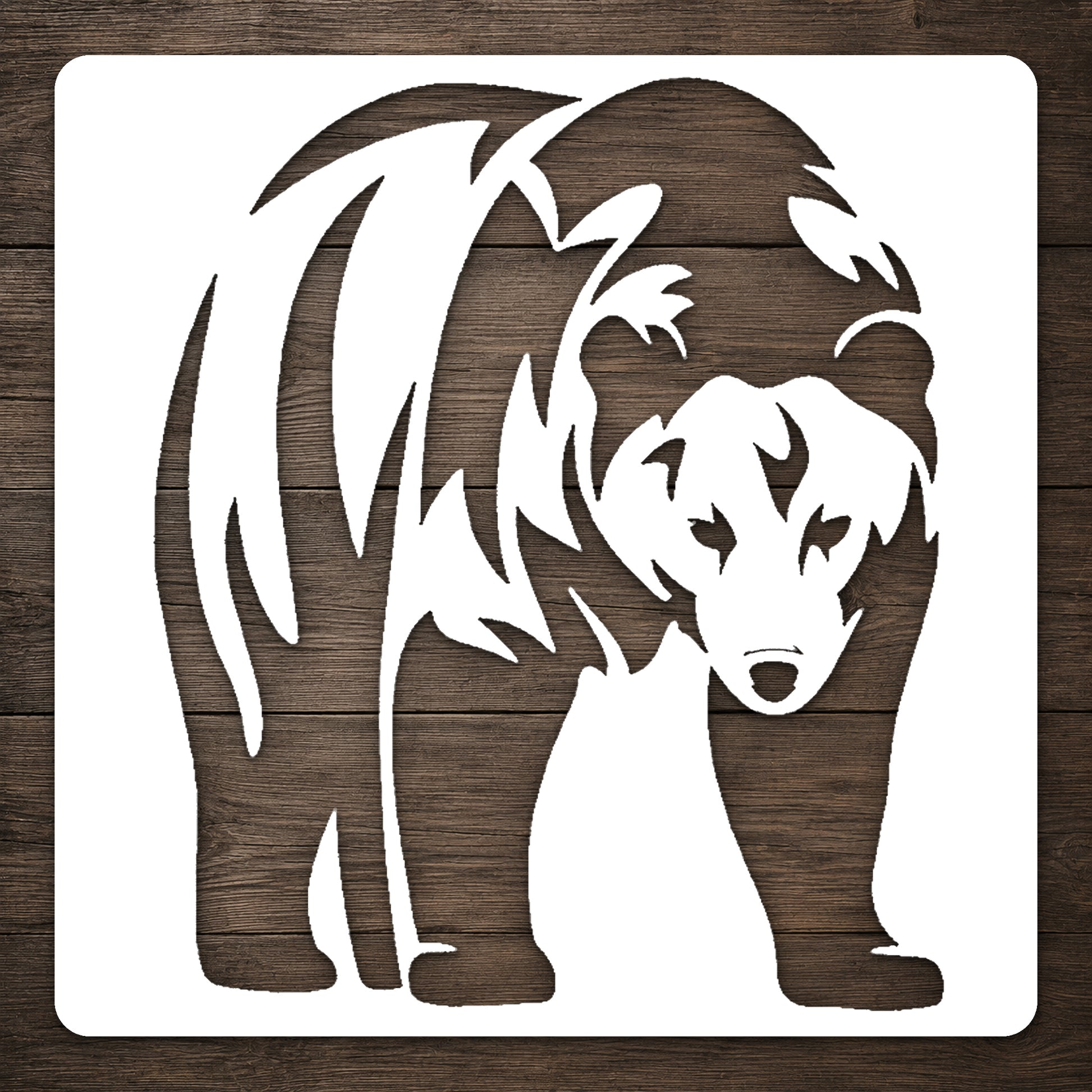 Standing Bear Front View Reusable Mylar Stencil for Art, Home Decor & DIY Crafts Template