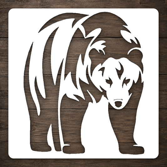 Standing Bear Front View Reusable Mylar Stencil for Art, Home Decor & DIY Crafts Template