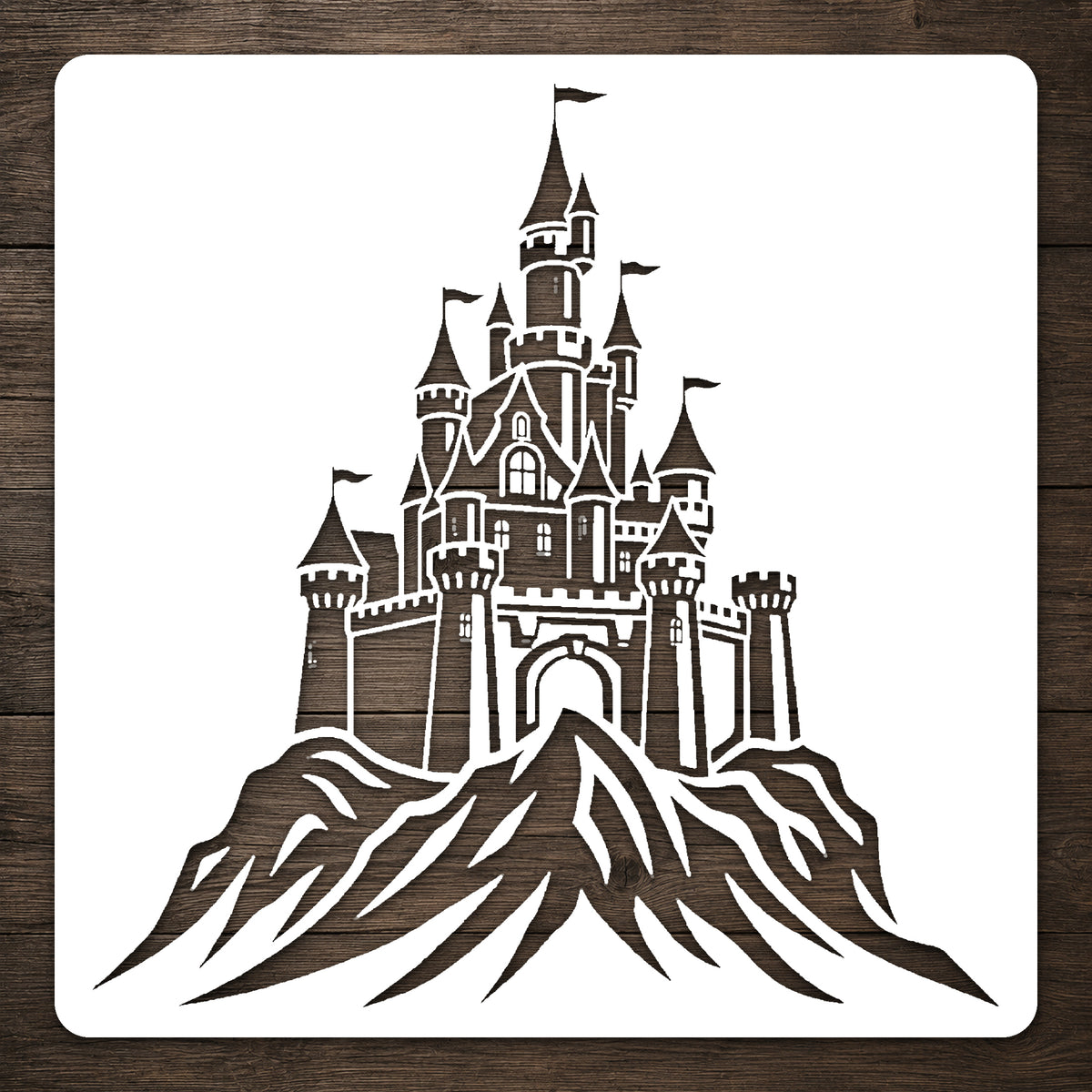 Fairytale Castle Stencil for Art, Home Decor, DIY Crafts, Unique Gifts Template