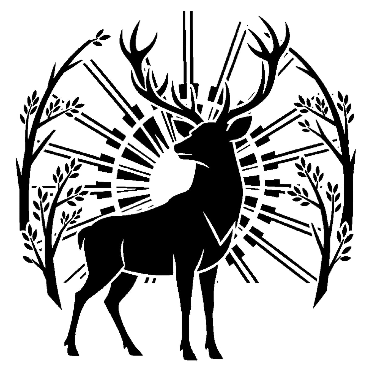 Stag with Wide Antlers Forest Branches Reusable Mylar Stencil for Art and Crafts Template