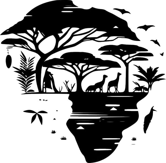 Africa Shaped Landscape with Animals Reusable Mylar Stencil for Art and DIY Crafts Template