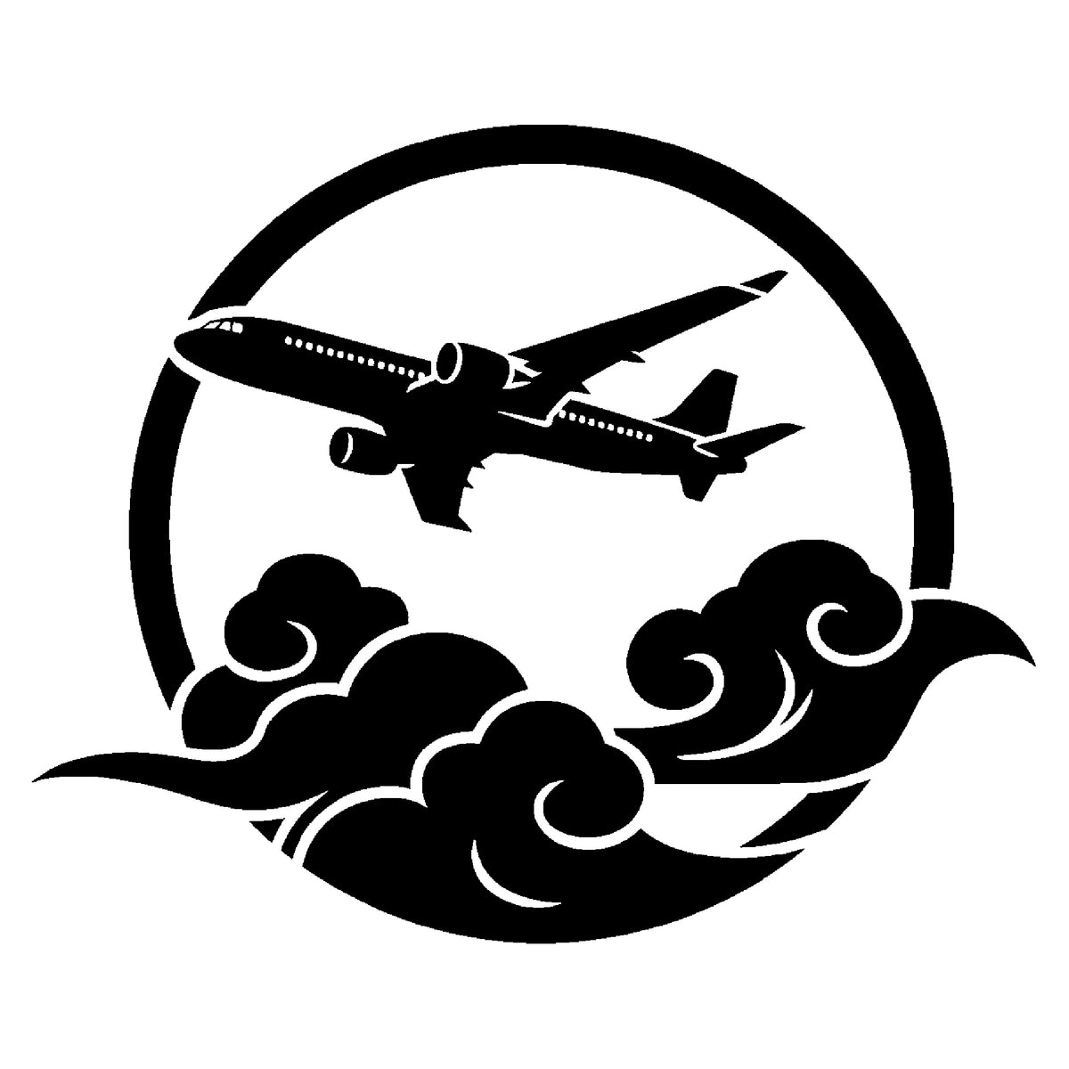 Passenger Airplane Flying Above Clouds Reusable Stencil for Art and Home Decor Template