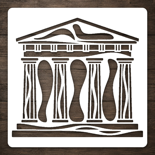 Ancient Greek Temple Stencil - Symmetrical Columns for Art & DIY Crafts Template