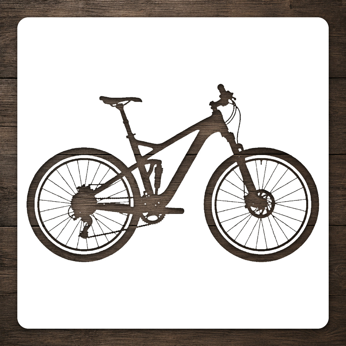 Mountain Bicycle Stencil with Bold Mechanical Details for DIY Crafts and Home Decor Template