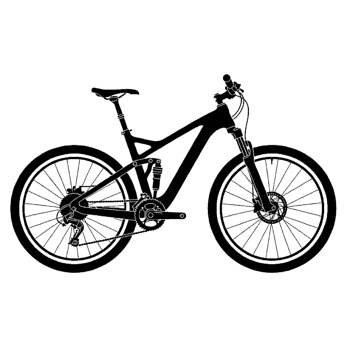 Mountain Bicycle Stencil with Bold Mechanical Details for DIY Crafts and Home Decor Template