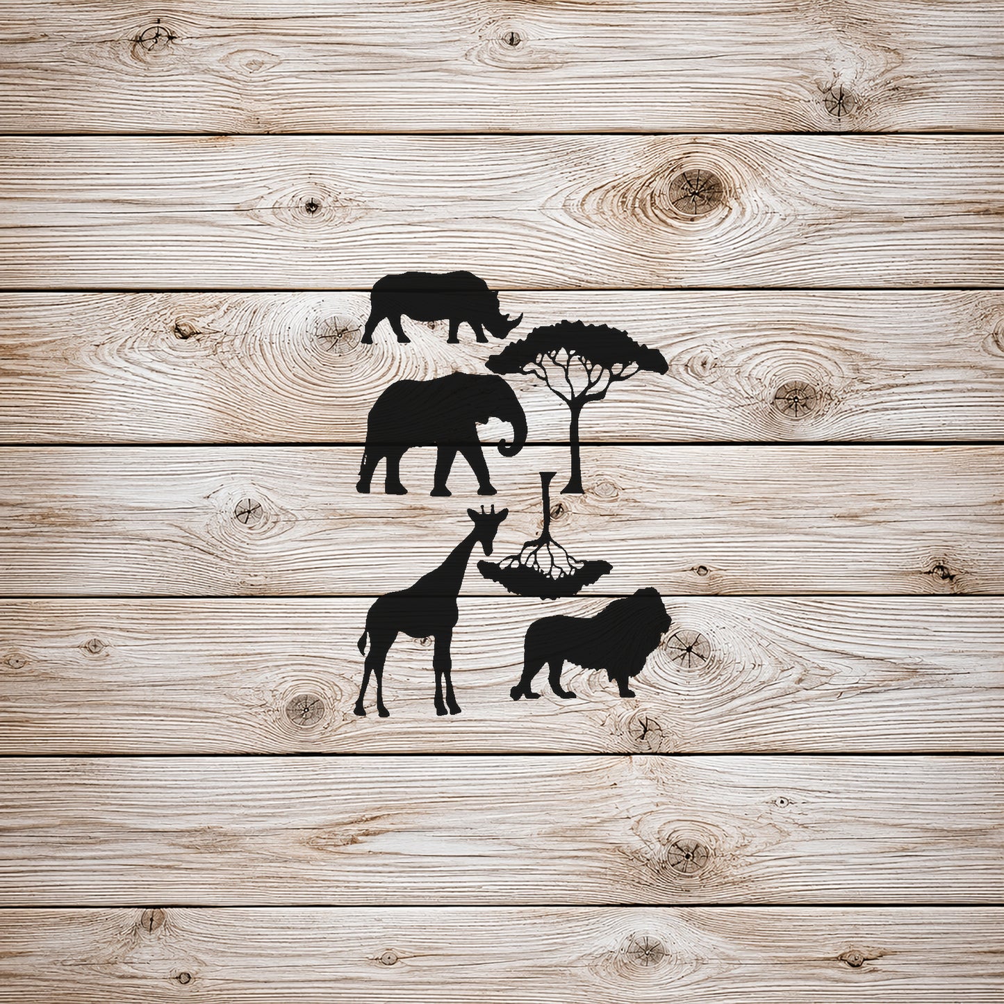 African Jungle Silhouette Reusable Stencil for DIY Crafts and Home Decor Template
