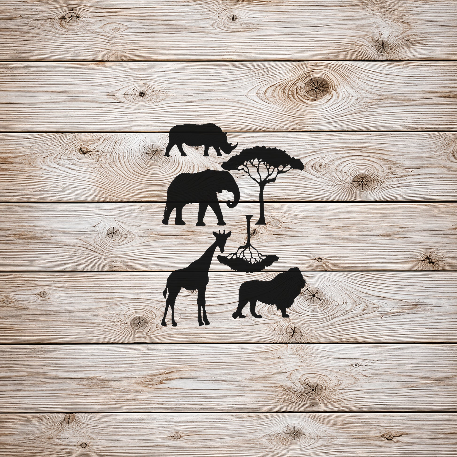 African Jungle Silhouette Reusable Stencil for DIY Crafts and Home Decor Template