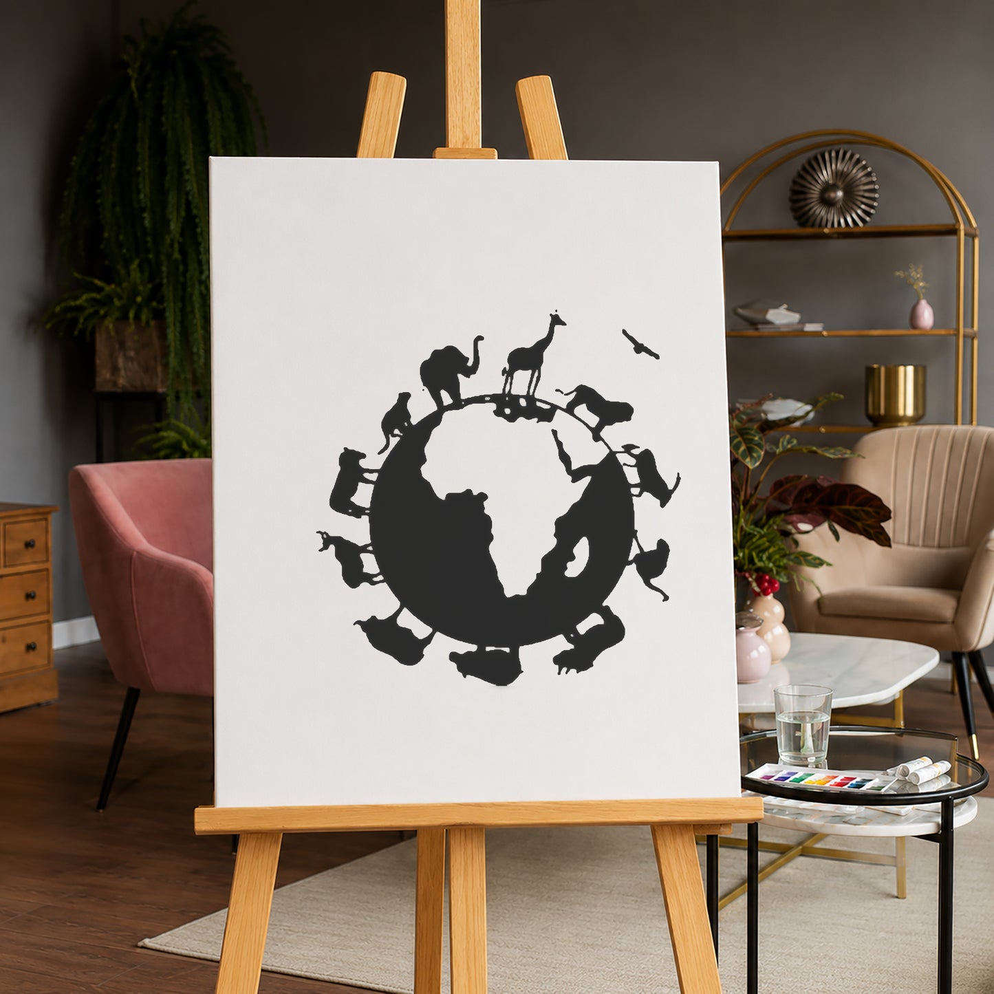 Animals Around The Globe Reusable Mylar Stencil for Art, Home Decor & DIY Crafts Template