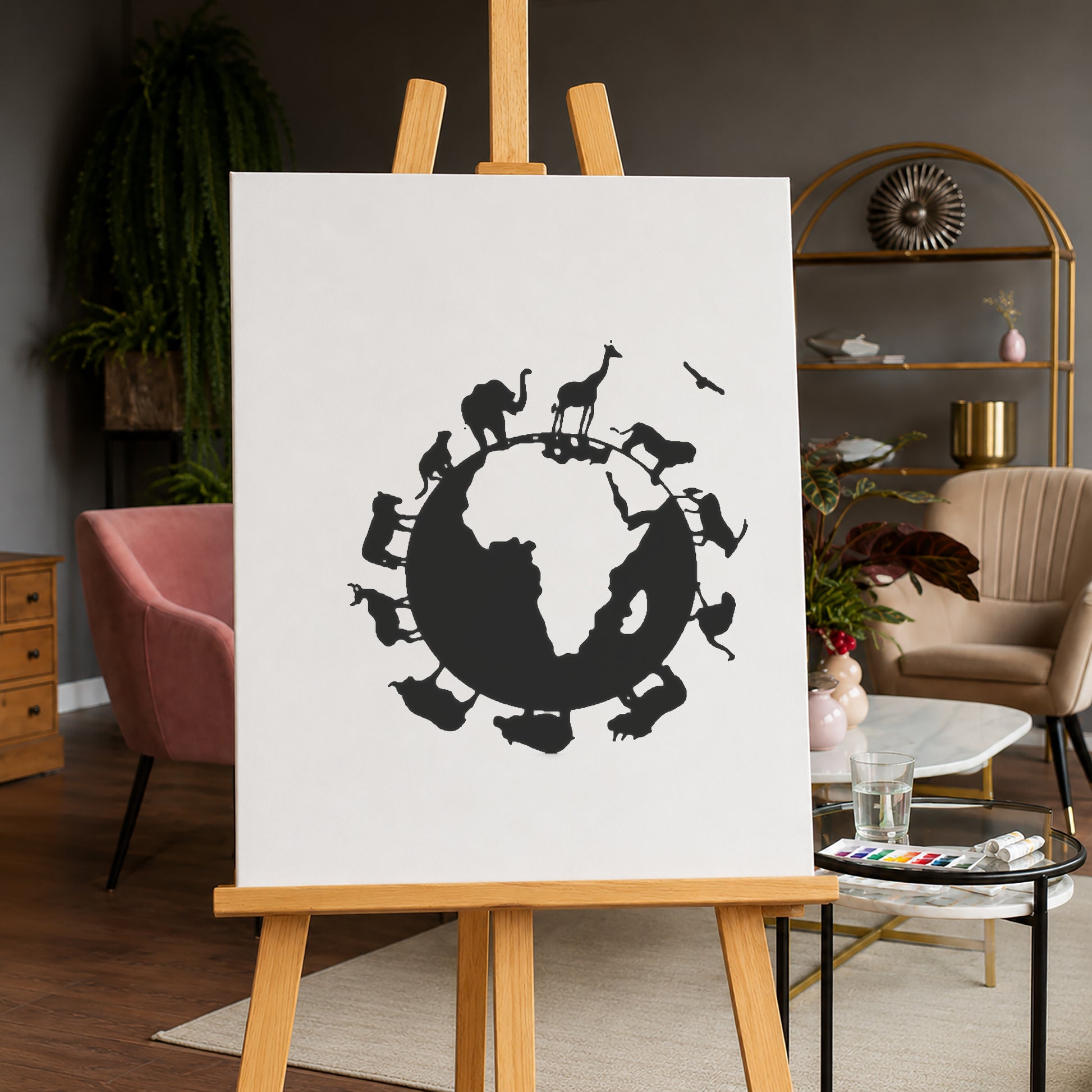 Animals Around The Globe Reusable Mylar Stencil for Art, Home Decor & DIY Crafts Template