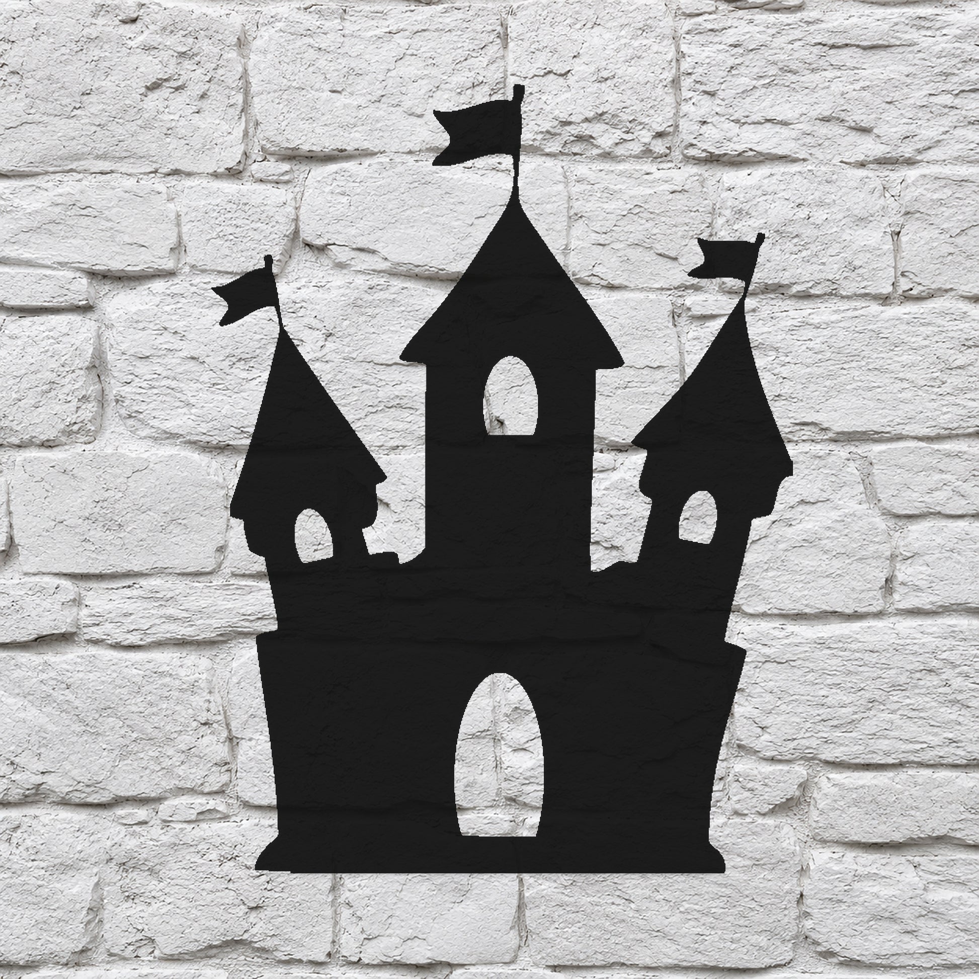 Castle Stencil with Flags and Towers for DIY Crafts and Home Decor Template