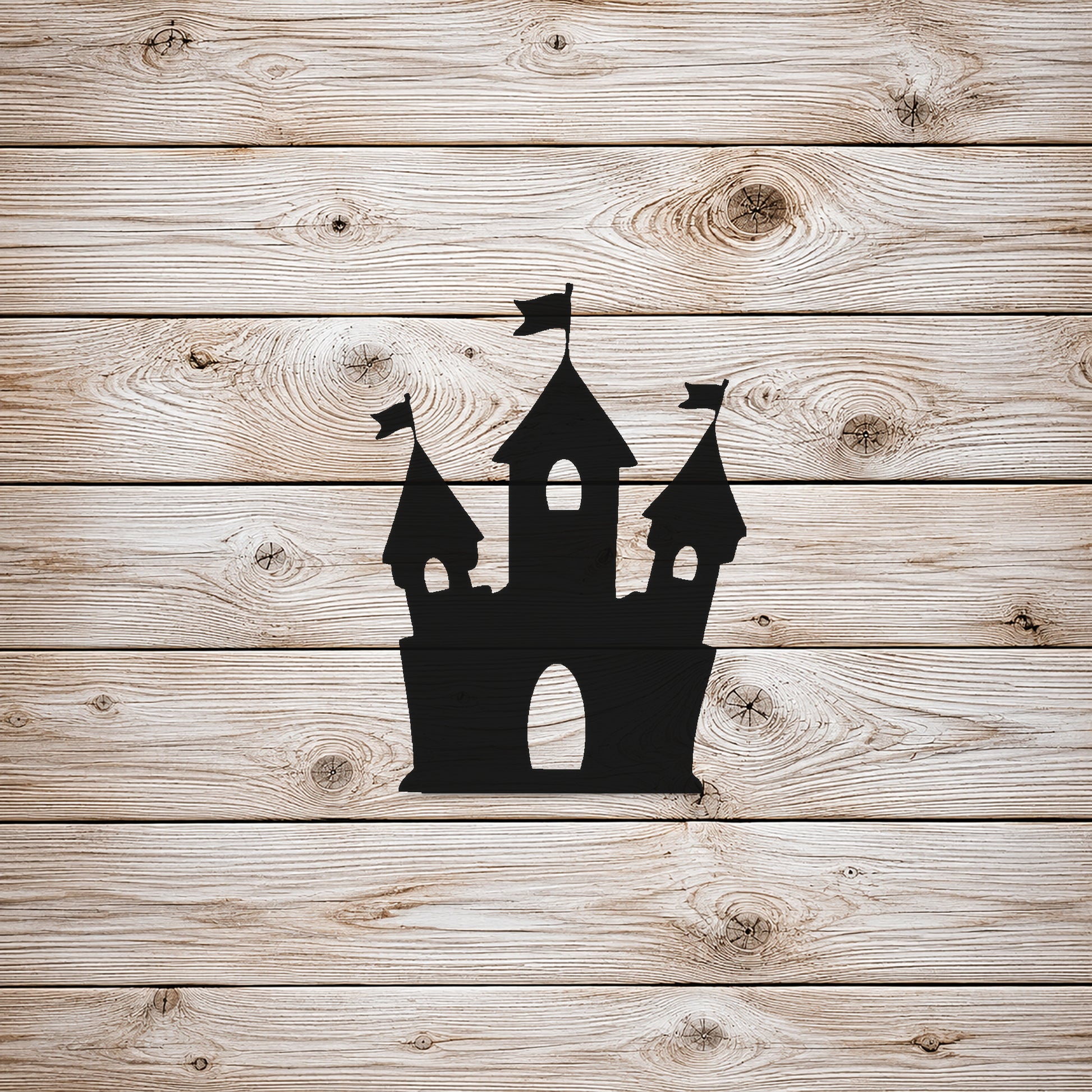 Castle Stencil with Flags and Towers for DIY Crafts and Home Decor Template