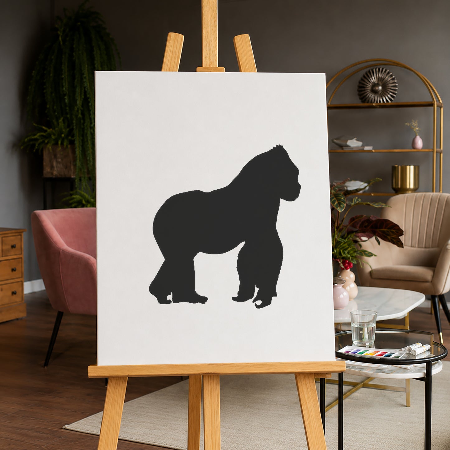 Cheerful Gorilla Standing Pose Reusable Mylar Stencil for Art and DIY Crafts Template
