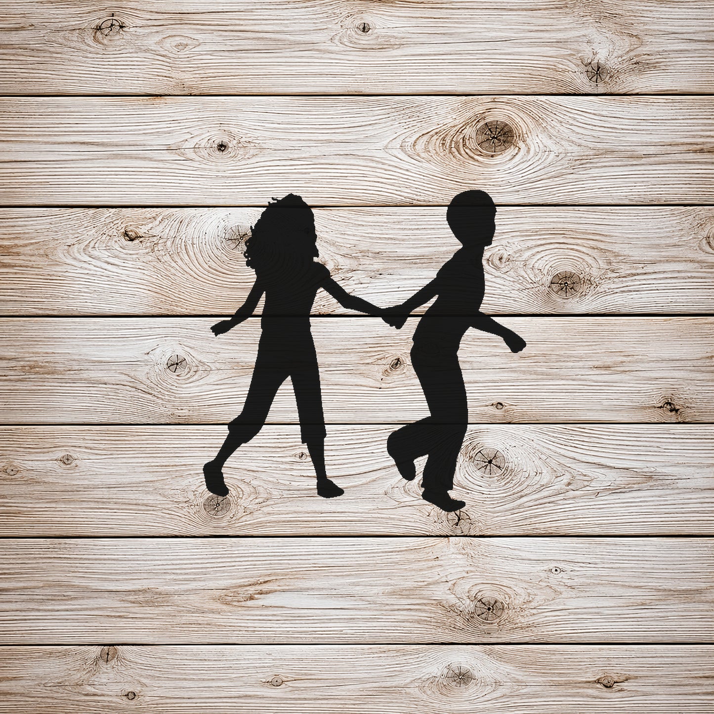 Children Holding Hands Running Reusable Mylar Stencil for Art & DIY Crafts Template