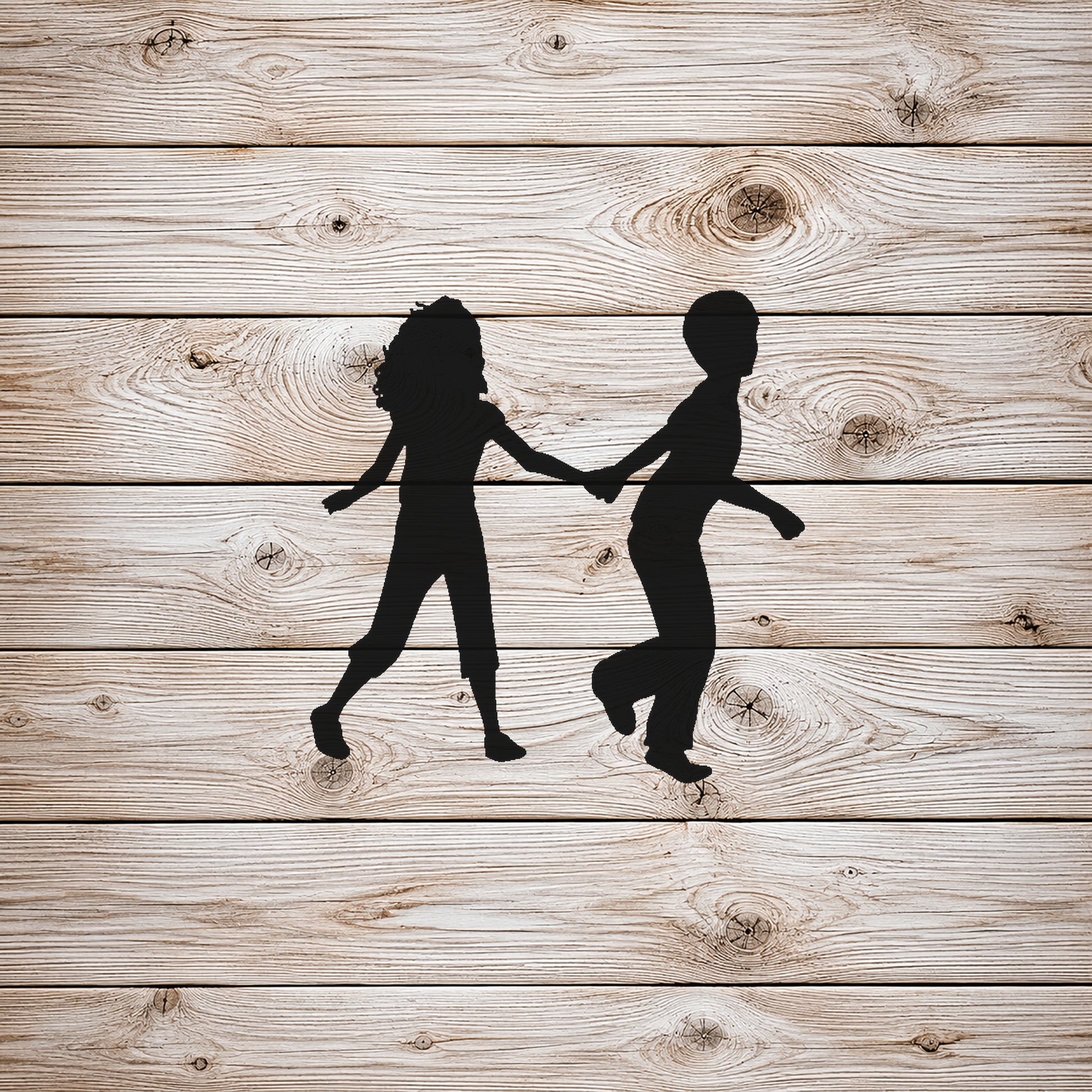 Children Holding Hands Running Reusable Mylar Stencil for Art & DIY Crafts Template
