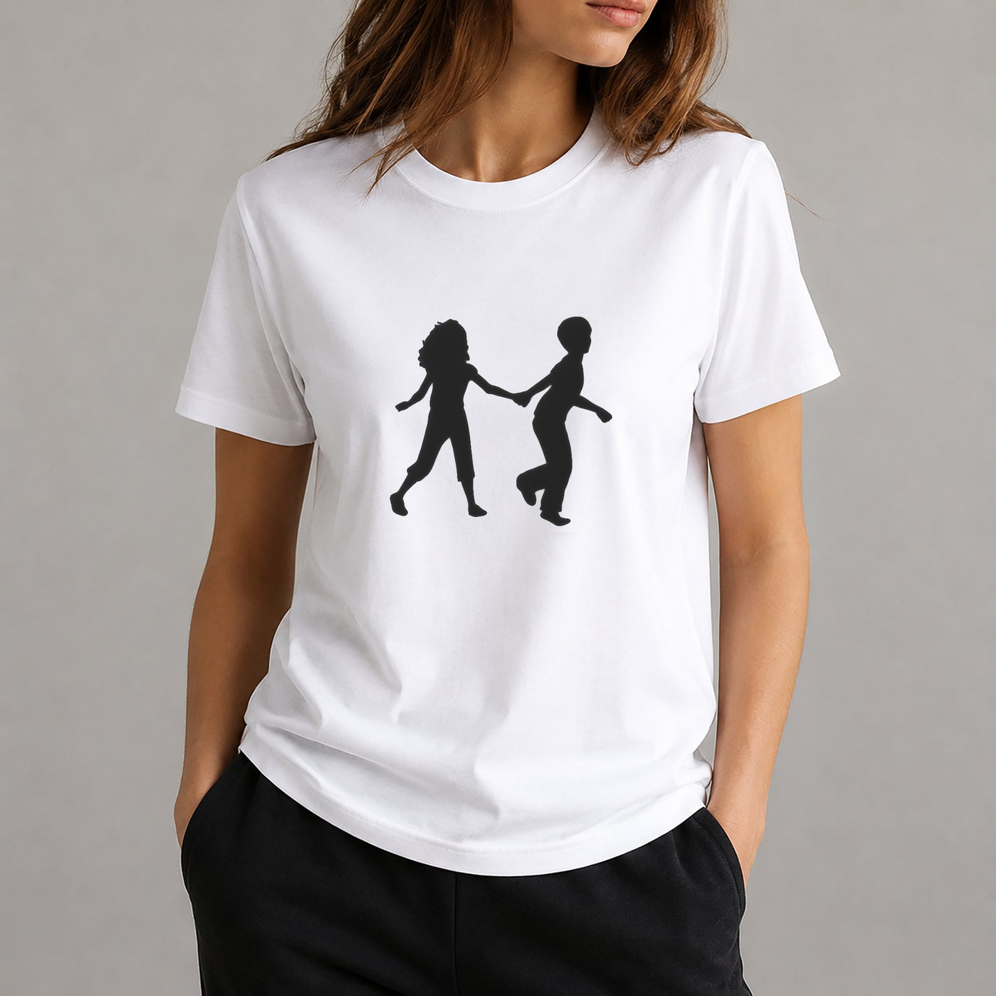 Children Holding Hands Running Reusable Mylar Stencil for Art & DIY Crafts Template