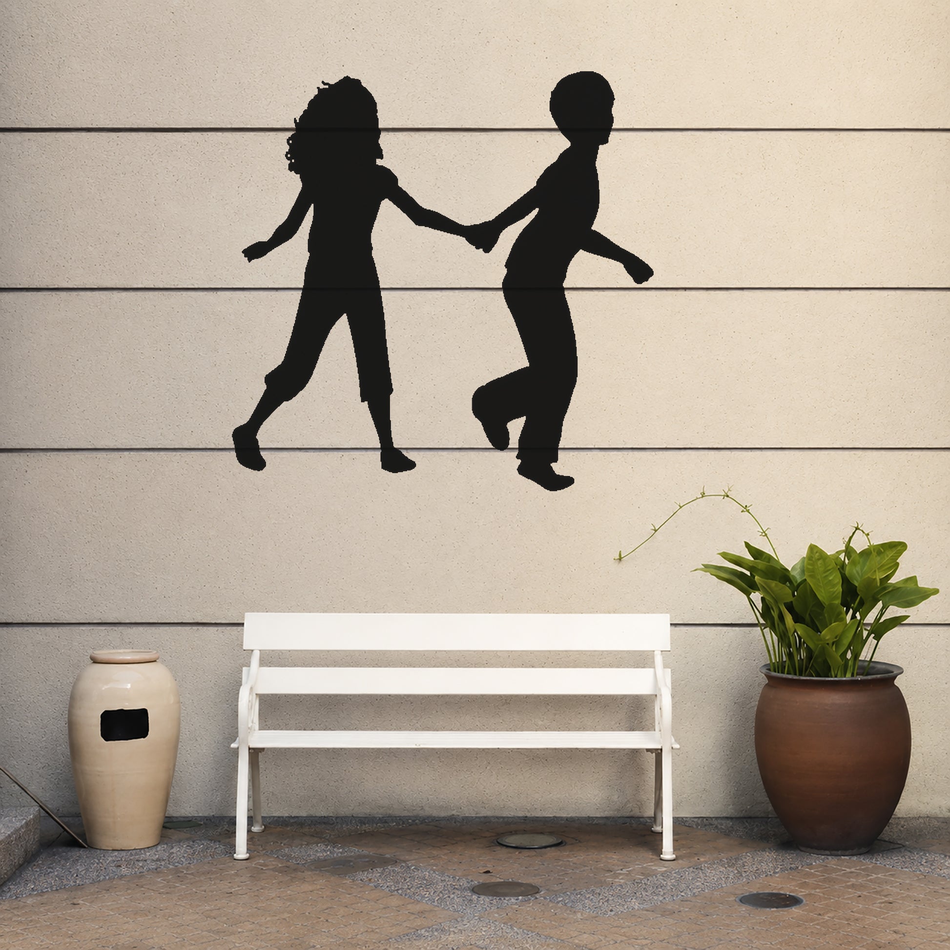 Children Holding Hands Running Reusable Mylar Stencil for Art & DIY Crafts Template