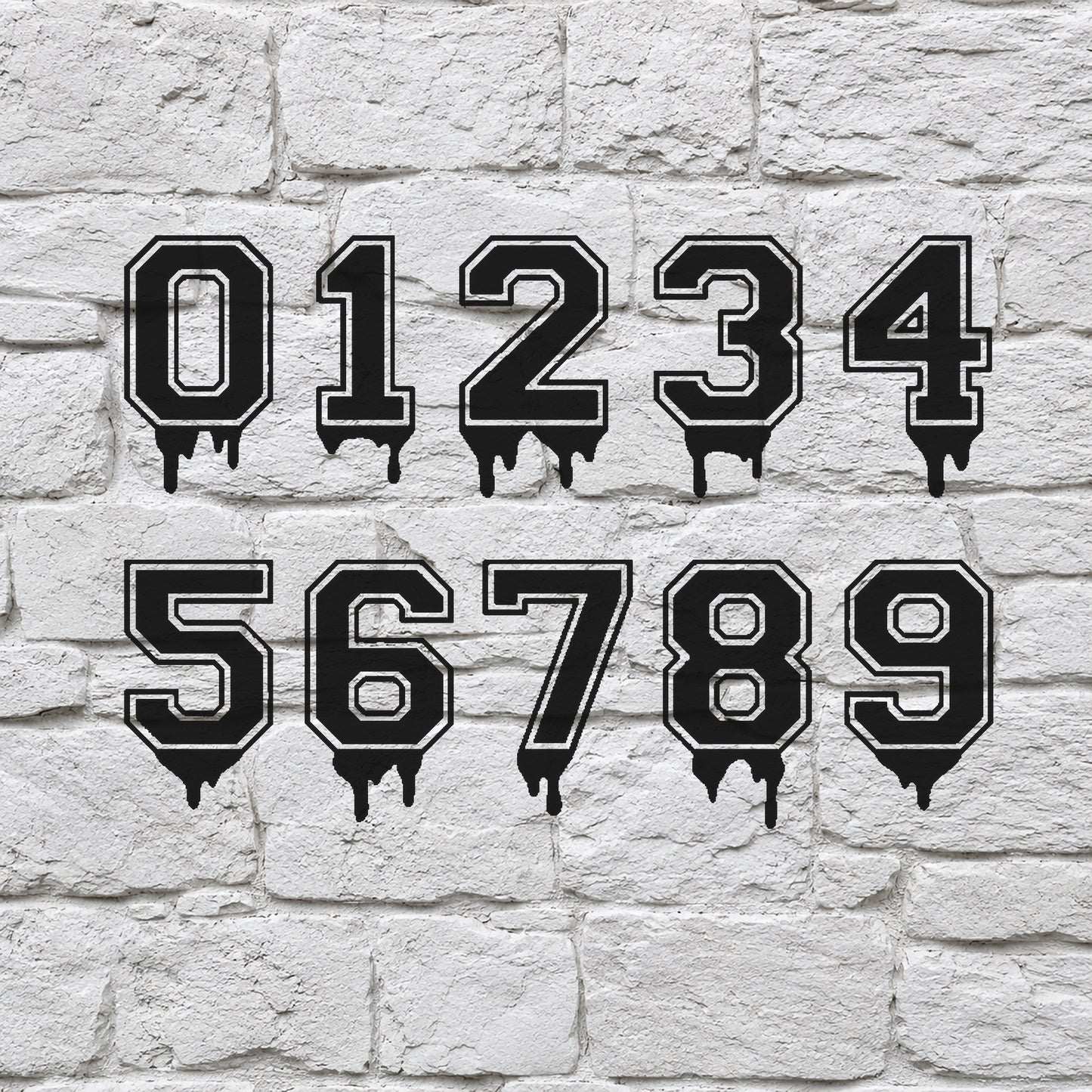 Dripping Numbers Stencil 0-9 for Art, Home Decor, DIY Crafts, Unique Gifts Template