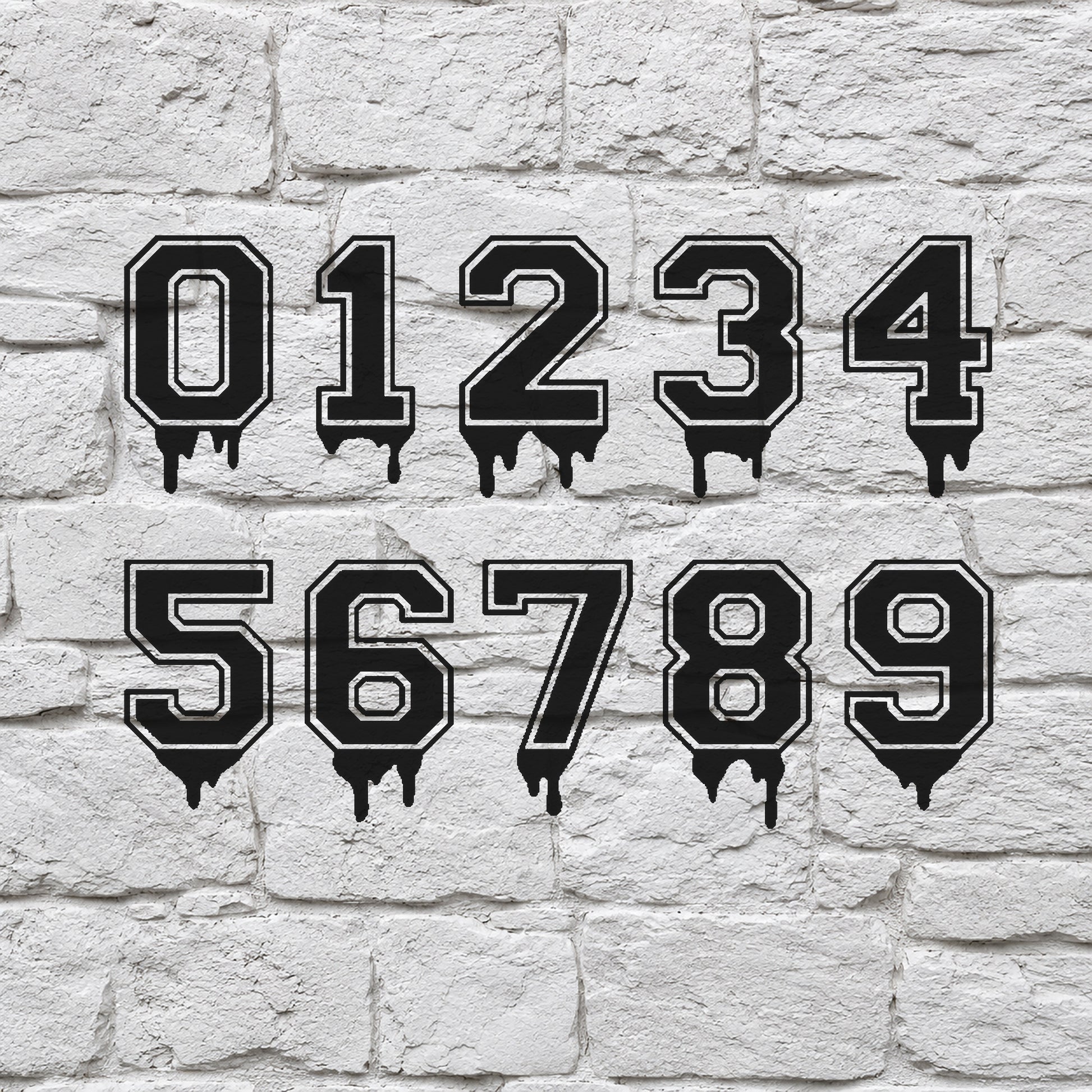 Dripping Numbers Stencil 0-9 for Art, Home Decor, DIY Crafts, Unique Gifts Template