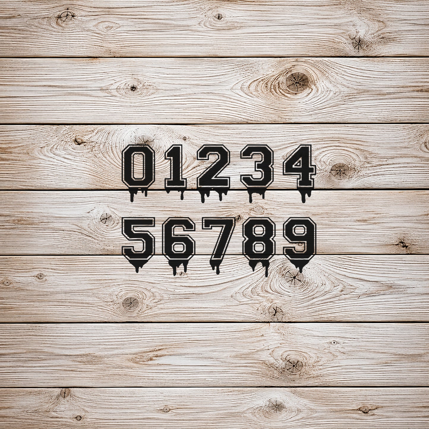 Dripping Numbers Stencil 0-9 for Art, Home Decor, DIY Crafts, Unique Gifts Template