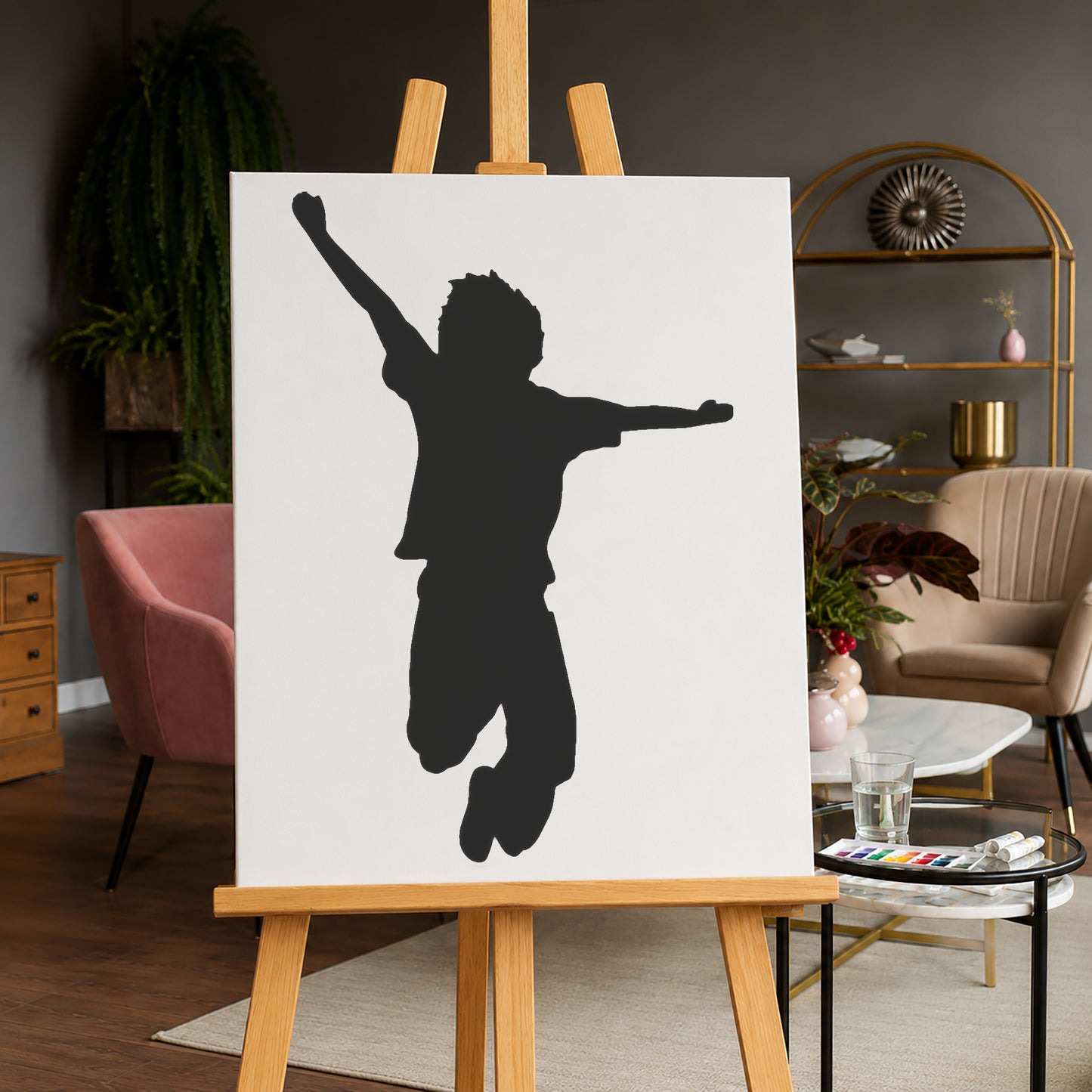Jumping Child Stencil for Art, Home Decor, DIY Crafts, Unique Gifts Template
