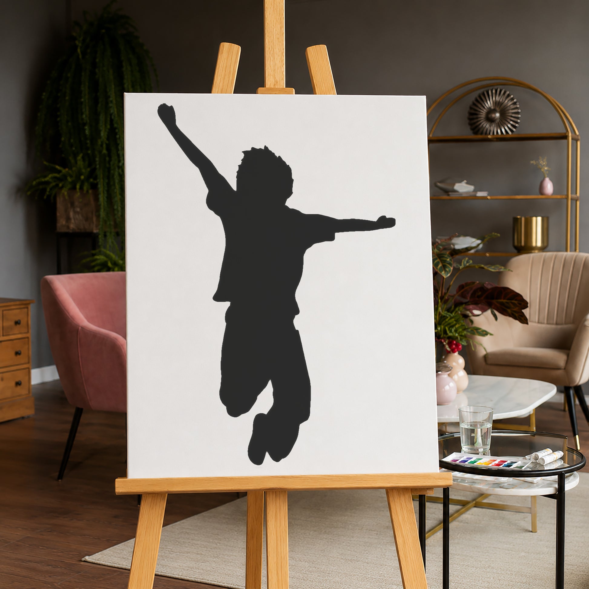 Jumping Child Stencil for Art, Home Decor, DIY Crafts, Unique Gifts Template