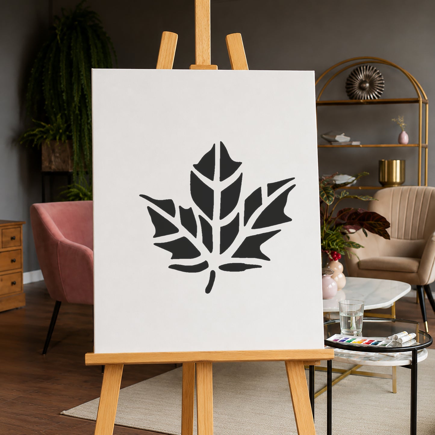 Maple Leaf Stencil with Detailed Veins for Art, Home Decor, and DIY Crafts Template