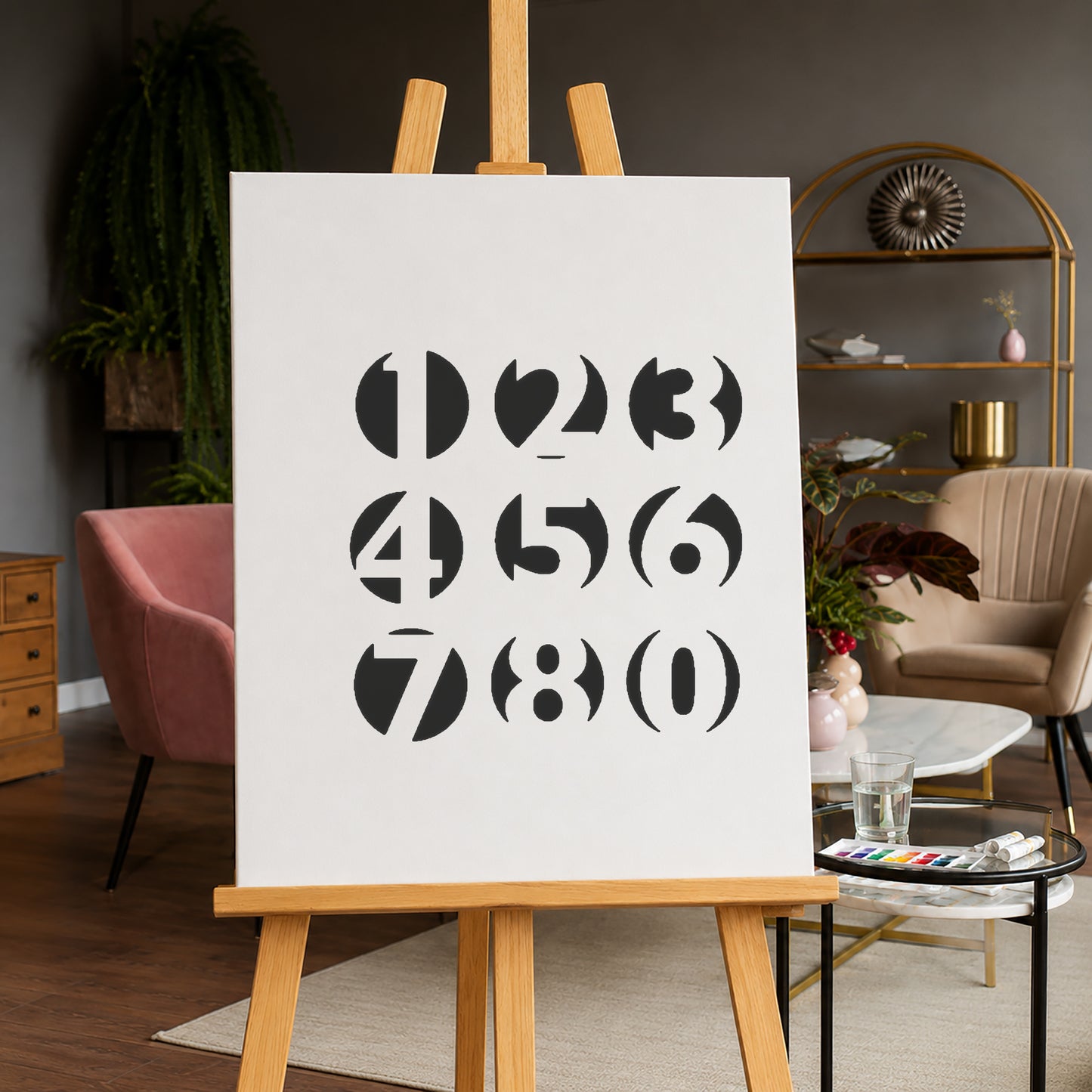 Numbers in Circular Shapes Reusable Mylar Stencil for Art, Home Decor, and DIY Crafts Template