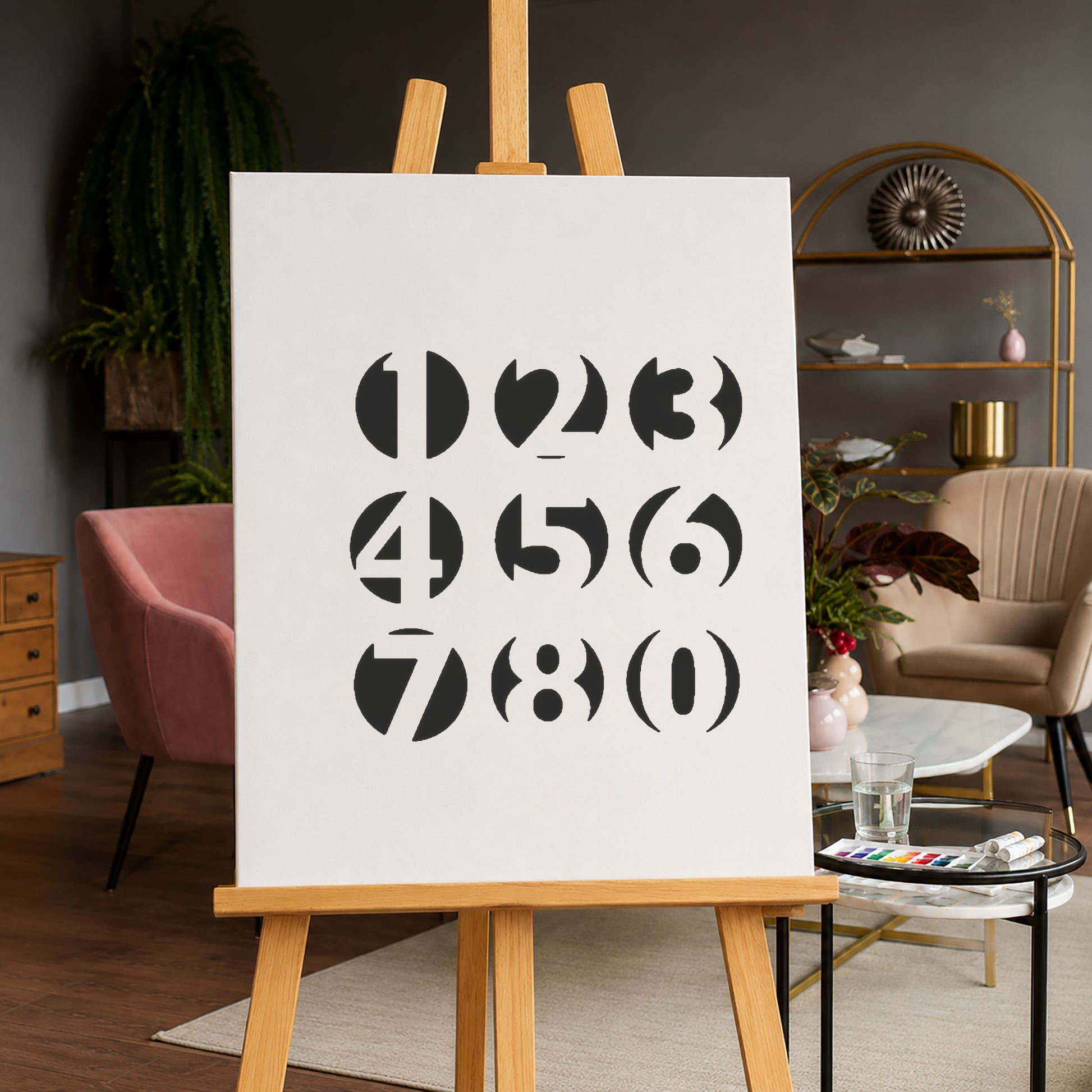 Numbers in Circular Shapes Reusable Mylar Stencil for Art, Home Decor, and DIY Crafts Template
