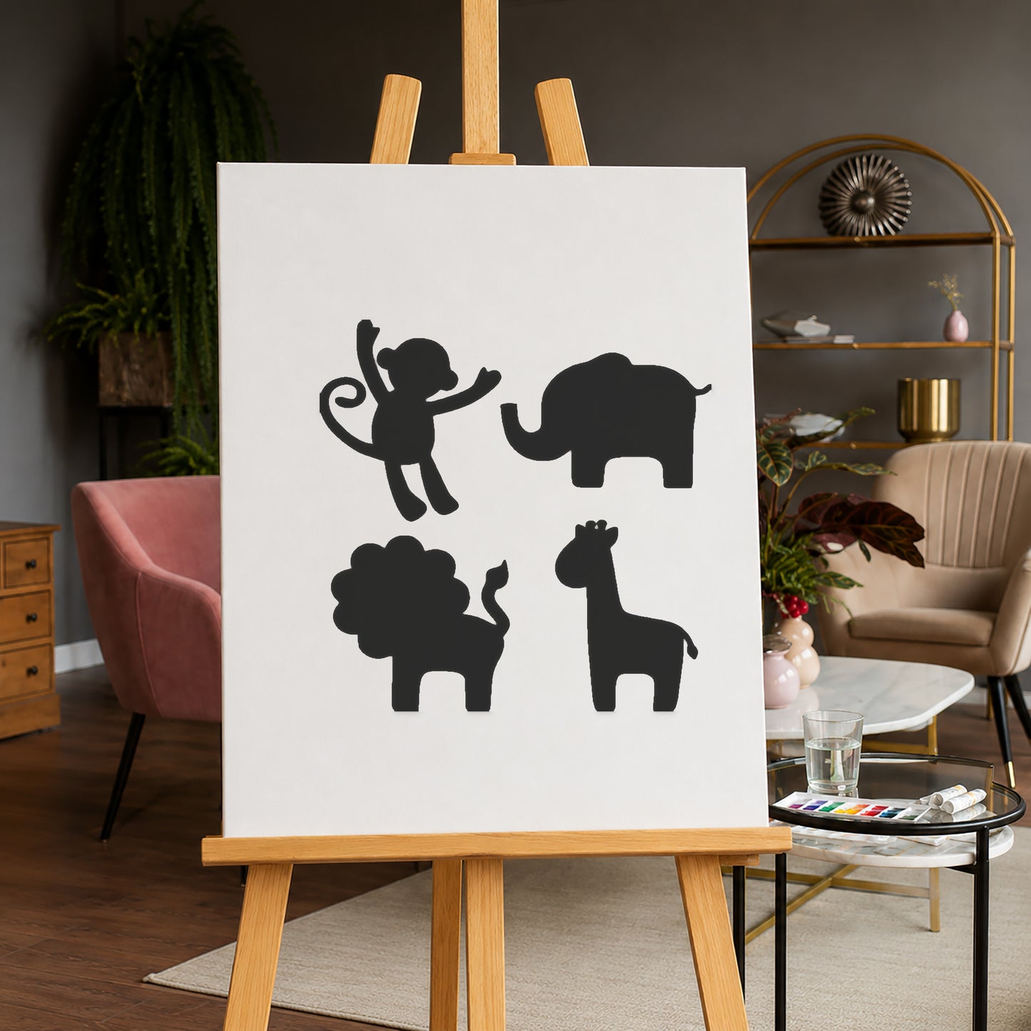 Playful Monkey Jumping Up Reusable Mylar Stencil for Art and DIY Crafts Template