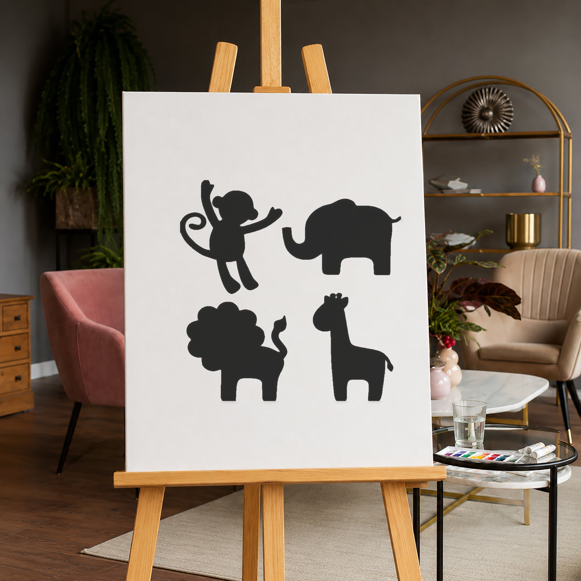Playful Monkey Jumping Up Reusable Mylar Stencil for Art and DIY Crafts Template