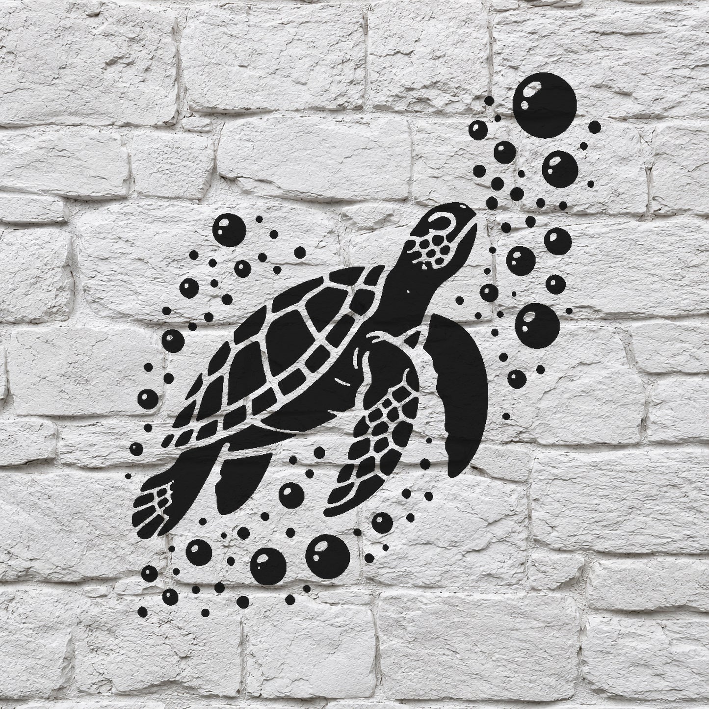 Swimming Sea Turtle with Bubbles Reusable Mylar Stencil for Art and DIY Crafts Template