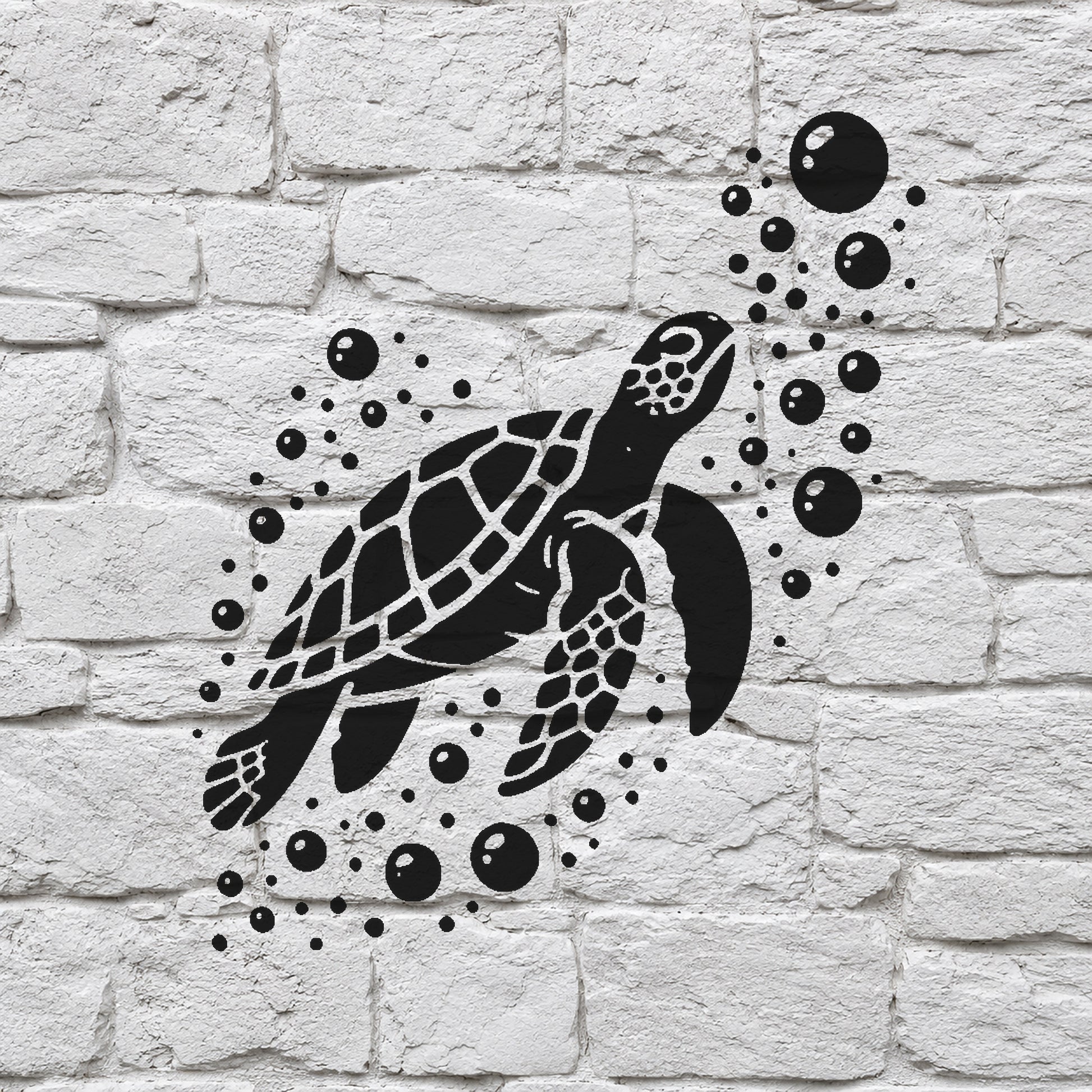 Swimming Sea Turtle with Bubbles Reusable Mylar Stencil for Art and DIY Crafts Template