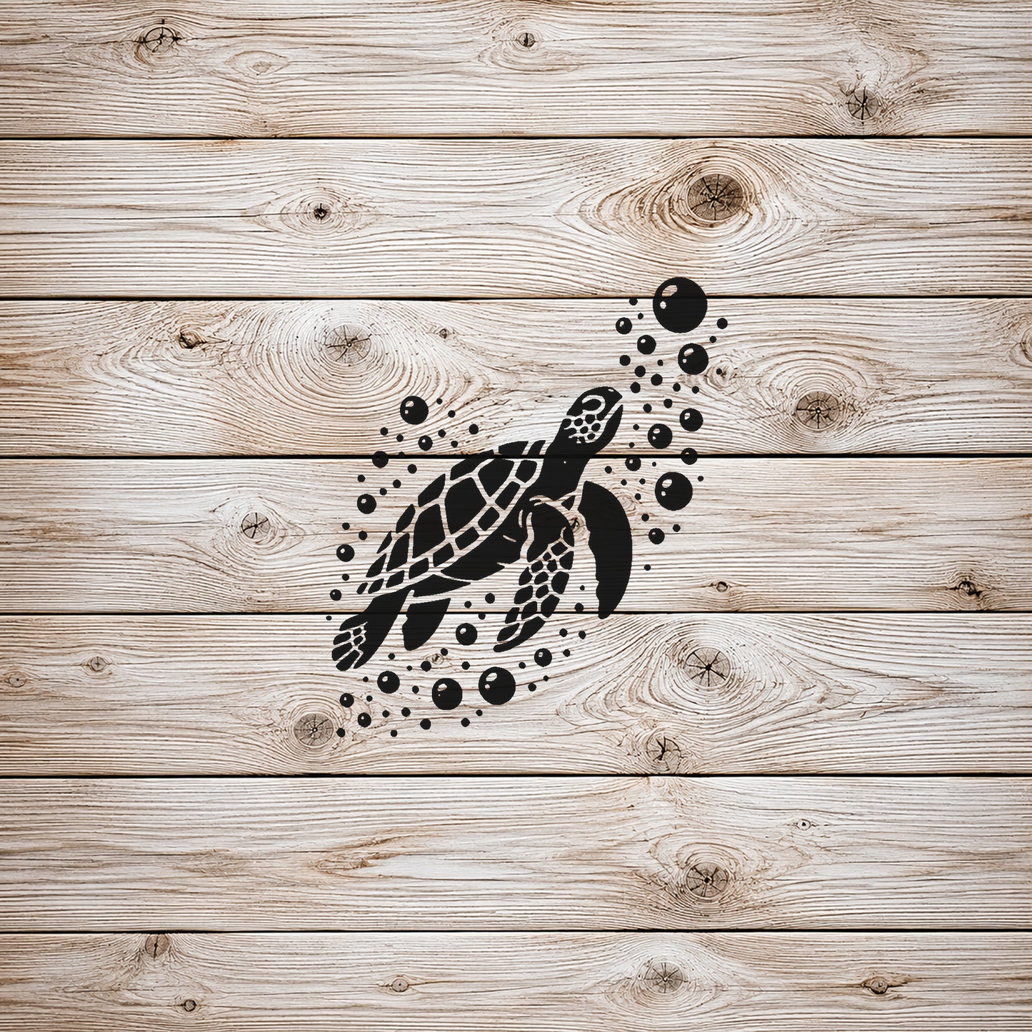 Swimming Sea Turtle with Bubbles Reusable Mylar Stencil for Art and DIY Crafts Template